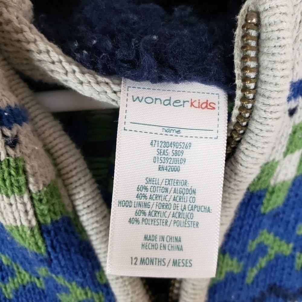 2 Pc Fair Isle Sweater & Sherpa Jacket 12M